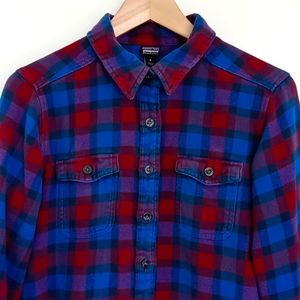 Patagonia Fjord Organic Cotton Flannel Plaid Long Sleeve Button Shirt Size 8